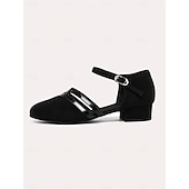 economico Scarpe da ballo di sala e danza moderna-scarpe da ballo da sala nere da donna con suola in pelle scamosciata - tacco basso, comode e antiscivolo scarpe da ballo latino per esercizi con cinturini