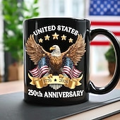  Tazza da caffè per il 250° anniversario degli Stati Uniti (1776-2026), con aquila calva patriottica americana. &Tazza commemorativa con bandiera, regalo per il cinquecentesimo anniversario dedicato ai