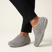 cheap Men's Clogs &amp; Mules-Men's Grey Quick-Dry Clog Shoes, Breathable Hollow-Out Slip-On Water Shoes, Lightweight Non-Slip Shoes for Beach, Garden, Outdoor