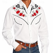 baratos Velho Oeste-Clássico Retro Vintage Blusa / Camisa Cowboy do Oeste 3D Fantasia Homens Baile de Máscaras Dia a Dia Festa de Solteira Adulto Camisa