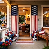 abordables 250e Anniversaire-Bannière lumineuse patriotique américaine (1 pièce) pour porche, décorations extérieures pour le 4 juillet, 250e anniversaire des États-Unis, étoiles et rayures, bannière pour porte d'entrée ou patio.