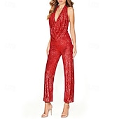 economico Outfit-Retrò Vintage Anni '70 Tuta Disco Paillettes Scollo a Cascata Costume Per donna Halloween Carnevale Parata dell'Orgoglio Mese dell'orgoglio Adulti Tuta Estate