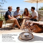 economico Bicchieri-Bicchiere da whisky girevole con base per rotazione a 360 gradi, 267 ml, bicchieri da whisky girevoli old fashioned per scotch, cocktail, rum, cognac, vodka, liquori, regalo unico per uomo
