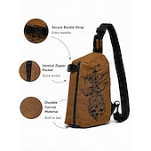 Men's Lightweight Sling Bag, Nautical Print Crossbody Chest Bag with Adjustable Strap, Travel Shoulder Bag for Outdoor Walking and Vacation
