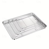 cheap Grills &amp; Outdoor Cooking-Stainless Steel Baking Sheet Pan with Rack, Heavy Duty Roasting Tray for Oven, Grill &amp; Broiler, Dishwasher Safe Bakeware for Cookies, Bacon, Chicken, Turkey &amp; Vegetables