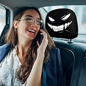 billiga Halloween överdrag-2/4 st nackstödsskydd med skräckmotiv, läskiga ansikten och nackstödsskydd för SUV, sedan och lastbil, roliga halloween-bilinredningstillbehör, mjuk och bekväm ostoppad design