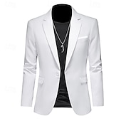 abordables Blazers Classiques pour Hommes-Hommes Veste blazer Occasionnel Quotidien Extérieur Élégant Mode Printemps Toutes saisons Poly Couleur Unie Minimaliste Décontracté / Quotidien Droit 1 bouton veste Rose Claire Kaki clair Noir Blanche