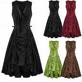 economico Vestiti-Punk &amp; Gotico Rinascimento Steampunk Vestito Strega Ragazza gotica Tinta unica Costume Per donna Fantasia Stile Steampunk Notte di Valpurga Halloween Carnevale Mascherata Casual Quotidiano Adulti