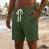 ieftine Vacanţă-Bărbați Pantaloni Scurți Pantaloni scurți de vară Pantaloni scurți de plajă Pantaloni scurți casual Cordon Talie elastică Margine crudă Simplu Confort Respirabil Lungimea genunchiului Casual Zilnic