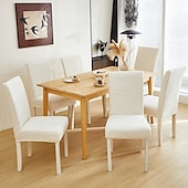 cheap Dining Chair Cover-Polar Fleece Fabric Dining Chair Cover, Stretch Elastic Chair Slipcover for Home Hotel, Washable Removable Soft Seat Protector