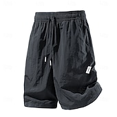 cheap Classic-Men's Lightweight Cargo Shorts Comfort Waist Tactical Cargo Shorts Casual Shorts Drawstring Pocket Elastic Waist Plain Quick Dry Knee Length Outdoor Streetwear Daily Wear Fashion Streetwear Black