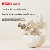 billiga TWS helt trådlösa hörlurar-Lenovo ThinkPlus öppna öronhörlurar, Bluetooth 5.4 luftledningshörlurar med clip-on-funktion, 360 AC HiFi-stereo trådlösa hörlurar med brusreducerande mikrofon, 24 timmars batteritid för sport,