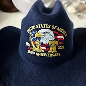 abordables 250 Aniversario de los EE. UU.-Sombrero vaquero con águila y bandera estadounidense del 250 aniversario, sombrero western patriótico bordado para hombres y mujeres, regalo de celebración del 250 aniversario, sombrero vaquero del