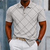  Bărbați Geometică Tricouri polo Manșon scurt Tricouri de polo Cămăși cu guler Casual Îmbrăcăminte Atletică Purtare Zilnică Imprimare 3D Nasturi Material Plasă care Respiră Vară Primăvară Alb Mov Maro