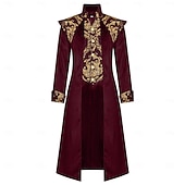 economico Capispalla-Barocco Medievale Rinascimento Cappotto Lunghe Principe Vampiro Nobile Ricamato Costume Per uomo Reale Halloween Carnevale Mascherata Feste Fiera Rinascimentale LARP Adulti Cappotto