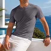 abordables t-shirts de base-Homme T-shirt Manche Courte Col ras du cou Été Printemps Uni Occasionnel Athlétique Séchage Rapide Mince Occasionnel Quotidien Sports Bleu Ciel Blanche Gris T-shirt haut de gamme pour homme