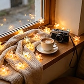 baratos Luzes interiores a pilhas e USB-Luzes de fada românticas em forma de flor de cerejeira, 2m, 20 LEDs, estilo rústico, para decoração de interiores, ideal para casamentos, aniversários, festas, quartos, salas de estar, varandas e