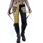 baratos Partes inferiores-Góticas Punk e gótico Steampunk Comprimento Longo Calças Baile de Máscara Normal Drogador da praga Tamanhos Grandes Xadrez Quadrados Fantasia Mulheres Dia Das Bruxas Carnaval Baile de Máscaras dia