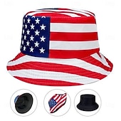 voordelige 250e Verjaardag van de VS-Patriottische Amerikaanse vlag bucket hat, omkeerbare vissershoed voor mannen &amp;Dames opvouwbare zomerzonnehoed met sterren- en strependesign, lichtgewicht outdoor pet voor vissen, wandelen, strand,