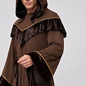 cheap Outerwear-Retro Vintage Medieval Renaissance Floor Length Hoodies Robe Long Sleeves Wizard Monk Fancy Dress Men's Halloween Carnival Performance Renaissance Fair LARP Adults' Robe