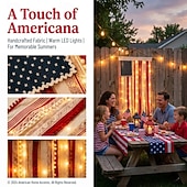  Bannière lumineuse en tissu aux couleurs du drapeau américain, célébration du 250e anniversaire des États-Unis, décorations de jardin pour le 4 juillet, articles de fête patriotiques, pour le Memorial