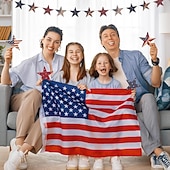  Ghirlanda vintage patriottica in legno con stelle, decorazioni da appendere per il 4 luglio, festone rustico con bandiera americana per il giorno dell'indipendenza, il Memorial Day, la mensola del