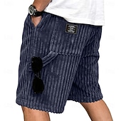 preiswerte Lässige Shorts-Herren Shorts Sommershorts Freizeitshorts Cordshorts Tasche Elastischer Bund Einfach Texture Komfort Atmungsaktiv Knielang Lässig Outdoor Strand Urlaub Mode Khaki Marineblau Unelastisch