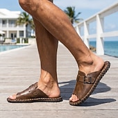 cheap Men's Slippers &amp; Flip-Flops-Men's Brown Fisherman Slide Sandals – Breathable Open-Toe Comfort Sandals, Lightweight Summer Footwear for Beach Vacations, Cruises, Travel and Everyday Leisure