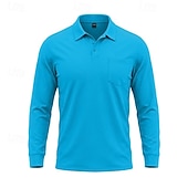 economico Camicia da uomo-Per uomo Tinta unita Maglietta sportiva Polo da golf Maglia da tennis Maglietta da tennis Manica Lunga Tasca Bottoni Leggero Elastico Traspirante Tennis Golf Corsa Colletto a Camicia Top Bianco Cachi
