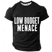 cheap Men's Funny T shirts-Men's Low Budget Menace Funny Letter Graphic Sarcastic Streetwear T-Shirt Regular Fit Casual Blue Designer Clothing Apparel S M L XL XXL XXXL