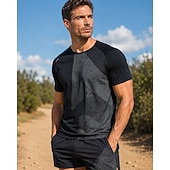 お買い得  ランニングTシャツとタンクトップ-男性用 ソリッド ランニングＴシャツ コンプレッション・シャツ アスレチックシャツ スポーツトップ 夏 春 半袖 速乾性 ライトウェイト 吸汗性 高通気性 ジムトレーニング ランニング ウォーキング ジョギング フィットネス ホワイト ブラック グレー スポーツウェア アクティブウェア