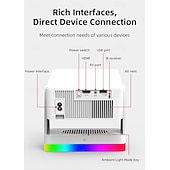 cheap Projectors-Smart Projector with Auto Focus &amp; Auto Keystone, 720P Native Portable Movie Projector with RGB Ambient Light, Bluetooth Speaker, WiFi Screen Casting, 180° Rotatable Home Theater Projector
