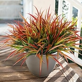 preiswerte Künstliche Blume-12 künstliche Pflanzen für den Außenbereich, künstliches Gras aus Kunststoff, UV-beständig, künstliche Stängel und Büsche, für Pflanzgefäße, Terrasse, Veranda, Fensterkasten, Gartenwege und als