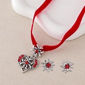 cheap Accessories-Oktoberfest Jewelry Set Necklace Earrings set Heart Edelweiss Bavarian German Munich Wiesn Women's Carnival Beer Festival Traditional Style Cloth