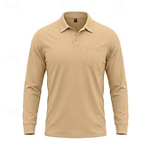 economico Camicia da uomo-Per uomo Tinta unita Maglietta sportiva Polo da golf Maglia da tennis Maglietta da tennis Manica Lunga Tasca Bottoni Leggero Elastico Traspirante Tennis Golf Corsa Colletto a Camicia Top Bianco Cachi
