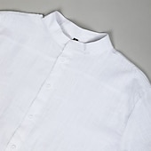 cheap Classic-Men Shirt Linen Shirt Summer Shirt Band Collar Shirt Button Up Shirt Plain Casual Daily Black+White+Gray Black+Blue+Gray White+Gray+Blue Orange+Gray+Black Short Sleeve Stand Collar Summer Clothing