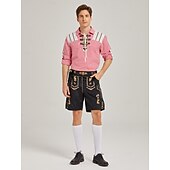 voordelige Bavariaanse Overhemden-Oktoberfest Trachten shirts Rood geruit patroon Vetersluiting aan de voorkant Bavarian Duits Erfenis Weiden Voor heren Carnaval Bierfestival Doek in traditionele stijl