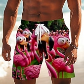  Per uomo Animale Fenicottero Costumi da bagno Costumi da bagno Pantaloncini da bagno Pantaloncini da Surf Misura del girovita medio Hawaiano Quotidiano Vacanza al Mare Tasche Laterali fodera in rete