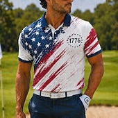 4 luglio 2026 250° Per uomo Bandiera Polo Sportivi Manica Corta Magliette polo Camicie con Colletto Casual Athleisure Abbigliamento quotidiano Abito da festa Stampa 3D Bottoni Tessuto retato