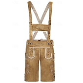cheap Lederhosen Set-Oktoberfest Bundhosen Shorts Lederhosen Above Knee Embroidered German Alpine Heritage Wiesn Men's Carnival Beer Festival Traditional Style Cloth