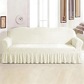 cheap Sofa Cover-Country Style 3D Stretch Sofa Cover with Skirt, Washable Elastic Couch Slipcover for 1/2/3/4 Seater, Fitted Furniture Protector