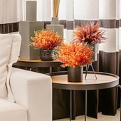 baratos Flores de Outono e Mudas Falsas-18 ramos de flores artificiais de outono para decoração de exteriores, plantas artificiais de seda resistentes aos raios UV, ideais para o Dia de Ação de Graças e Halloween, não desbotam e são