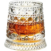 economico Bicchieri-Bicchiere da whisky girevole con base per rotazione a 360 gradi, 267 ml, bicchieri da whisky girevoli old fashioned per scotch, cocktail, rum, cognac, vodka, liquori, regalo unico per uomo