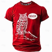  Camiseta masculina com estampa de coruja em balão de fala, humor gramatical engraçado, modelagem slim fit, estilo retrô, design exclusivo, tamanhos P, M, G, GG, XGG e XXGG.