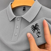  Bărbați 100% Βαμβάκι Polo brodat Casual Afaceri Răsfrânt Manșon scurt De Bază Timp Liber Culoare solidă Texturat Brodat Nasturi Primavara vara Albastru piscină Alb Negru Roz Îmbujorat Trifoi Gri 100