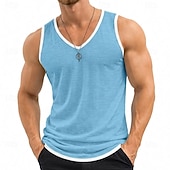  Herren Baumwoll-T-Shirt Ärmelloses Shirt Unterhemd Ärmellos V Ausschnitt Sommer Einfach Mode Basic Böhmische Schlank Weich Lässig Strand Urlaub Weiß Schwarz Blau Top T-Shirt für Herren