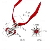 cheap Accessories-Oktoberfest Jewelry Set Necklace Earrings set Heart Edelweiss Bavarian German Munich Wiesn Women's Carnival Beer Festival Traditional Style Cloth