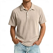 cheap Men's Classic Polo-Men's Corduroy Shirt Polo Shirts Casual Work Lapel Short Sleeve Basic Modern Color Block Textured Pocket Buttons Spring &amp; Summer Blue White Brown Gray Corduroy Shirt