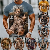 Χαμηλού Κόστους 3D μπλουζάκια-Ανδρικά Γέρος Μπλουζάκι Κοντομάνικο Κοντομάνικη μπλούζα 3D εκτύπωση Στρογγυλή Ψηλή Λαιμόκοψη Πουκάμισο Αστείος Causal Καθημερινά Δρόμος Θαλασσί 1 2 Καλοκαίρι Άνοιξη Ρούχα Τ M L XL 2XL 3XL