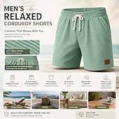 voordelige Casual korte broek-Voor heren Zomer korte broeken Strandshorts Casual korte broek Corduroy korte broek Trekkoord Elastische taille Effen Kleur Comfort Ademend Knielengte Dagelijks Buiten Feestdagen Vakantie Modieus